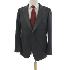 Designer Mens Tuxedo Suit Jacket Dark Gray Virgin Wool Button Size 54